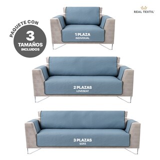 Foto 3 | Foto 3 | Protector Cubresala Pinsonic Real Textil Acero / Cenizo Doble Vista 3 Piezas