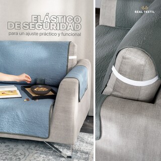 Foto 6 | Foto 6 | Protector Cubresala Pinsonic Real Textil Acero / Cenizo Doble Vista 3 Piezas