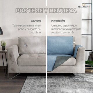 Foto 7 | Foto 7 | Protector Cubresala Pinsonic Real Textil Acero / Cenizo Doble Vista 3 Piezas