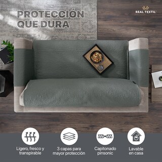 Foto 8 | Foto 8 | Protector Cubresala Pinsonic Real Textil Acero / Cenizo Doble Vista 3 Piezas