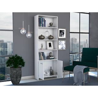 Foto 6 | Foto 6 | Librero Milán Blanco con Dos Puertas Abatibles y Cuatro Entrepaños Virtual Muebles