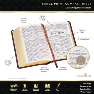 Foto 2 | Foto 2 | Bible Christian Art Gifts Kjv Compact, Piel Con Estampado Grande - Venta Internacional.