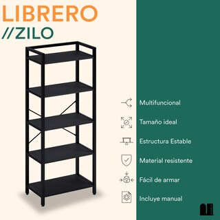 Foto 2 | Foto 2 | Librero Mubson Zilo Color Negro Con 5 Repisas