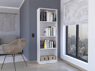 Foto 1 | Foto 1 | Librero Home Blanco con Cuatro Entrepaños Virtual Muebles