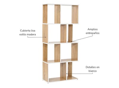 Foto 4 | Foto 4 | Elegante Librero Xtellar Top Living, Diseño Minimalista Moderno, Organizador Multiusos En Madera Y Blanco, Ideal Para Cualquier