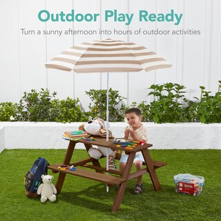 Foto 2 | Foto 2 | Mesa De Pícnic De Madera Para Niños Best Choice Products Con Paraguas - Venta Internacional.