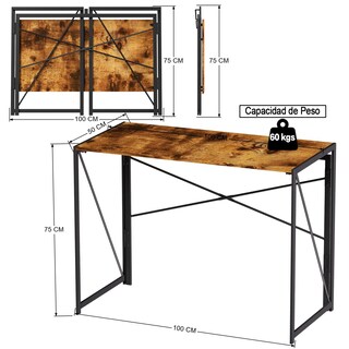 Foto 3 | Foto 3 | Escritorio Plegable Furniturer Harper Vintage 100 X 50 X 75 Cm