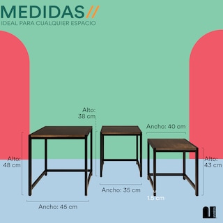 Foto 5 | Foto 5 | Mesa de Centro Mubson Aramis color Café 3 Piezas