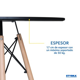 Foto 3 | Foto 3 | Mesa Redonda De Madera Eames Styrka Minimalista color Negro