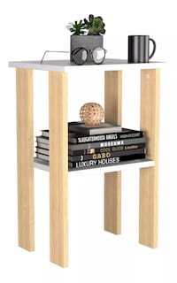 Foto 1 | Foto 1 | Mesa De Lámpara Auxiliar Lux Redlemon Blanco/Roble