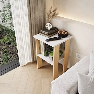 Foto 3 | Foto 3 | Mesa De Lámpara Auxiliar Lux Redlemon Blanco/Roble