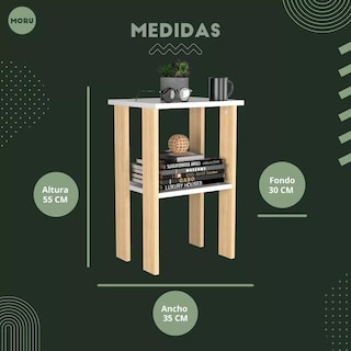 Foto 5 | Foto 5 | Mesa De Lámpara Auxiliar Lux Redlemon Blanco/Roble