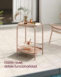 Foto 3 | Foto 3 | Vasagle Mesa Auxiliar De 2 Niveles De Metal, Mesa De Centro Pequeña, Mesita De Noche Con Bandeja, Marrón Camello Mlet243k01