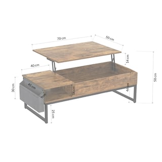 Foto 7 | Foto 7 | Bossa Mesa De Centro Elevable Con Almacenamiento Altaria | Diseño Rústico | 2 Compartimentos |Bolsa Lateral |Estructura De Acero