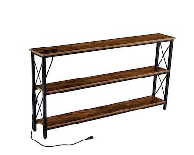 Foto 1 | Foto 1 | Mesa Consola Estrecha De 3 Niveles De 120 Cm Mu:4life Mce-2279-120c27 Atigrado De Estructura Metálica Con Regleta Eléctrica