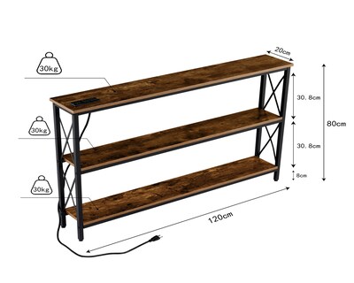 Foto 5 | Foto 5 | Mesa Consola Estrecha De 3 Niveles De 120 Cm Mu:4life Mce-2279-120c27 Atigrado De Estructura Metálica Con Regleta Eléctrica