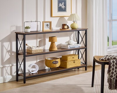 Foto 6 | Foto 6 | Mesa Consola Estrecha De 3 Niveles De 120 Cm Mu:4life Mce-2279-120c27 Atigrado De Estructura Metálica Con Regleta Eléctrica
