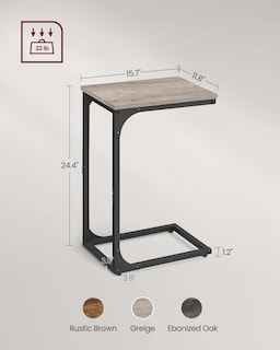 Foto 6 | Foto 6 | Mesa Auxiliar Vasagle En Forma De C, Color Gris Y Negro, Juego De 2 Unidades, Acero - Venta Internacional.