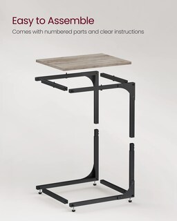 Foto 7 | Foto 7 | Mesa Auxiliar Vasagle En Forma De C, Color Gris Y Negro, Juego De 2 Unidades, Acero - Venta Internacional.