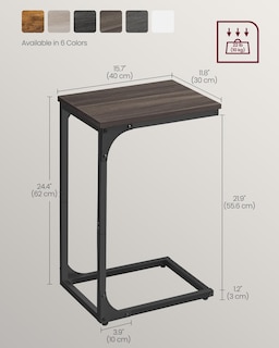 Foto 5 | Foto 5 | Mesa Auxiliar Vasagle En Forma De C Para Sofá, Sala De Estar, Color Castaño - Venta Internacional.