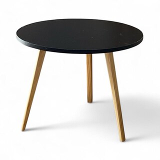 Foto 1 | Foto 1 | Mesa Auxiliar Redonda Negra 50cm Minimalista Mdf Moderna