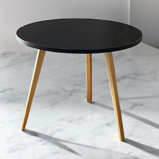 Foto 3 | Foto 3 | Mesa Auxiliar Redonda Negra 50cm Minimalista Mdf Moderna