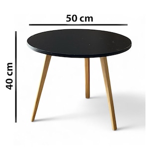 Foto 5 | Foto 5 | Mesa Auxiliar Redonda Negra 50cm Minimalista Mdf Moderna