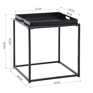 Foto 3 | Foto 3 | Mesa Auxiliar Furniturer Tamerton Negro 40 X 40 X 40 - 44 Cm
