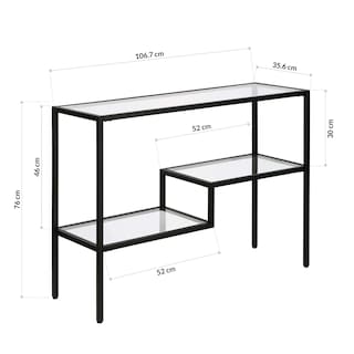 Foto 7 | Foto 7 | Mesa Consola Con Estructura Metálica Negra Y Repisas Escalonadas De Vidrio – Bossa Lira