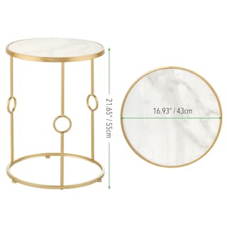 Foto 3 | Foto 3 | Mesa Lateral/auxiliar Con Diseño Redondo De Metal Con Patas Decorativas De Latón/mármol - Venta Internacional.