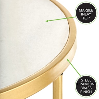 Foto 4 | Foto 4 | Mesa Lateral/auxiliar Con Diseño Redondo De Metal Con Patas Decorativas De Latón/mármol - Venta Internacional.