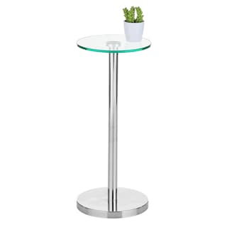 Foto 6 | Foto 6 | Mesita De Noche Con Tapa De Cristal De Diseño Auxiliar Transparente Y Cromada - Venta Internacional.