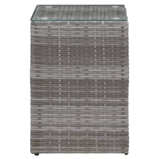 Foto 2 | Foto 2 | Mesa Auxiliar Vidaxl De Poliratán Gris Con Tapa De Cristal Y Marco De Metal - Venta Internacional.