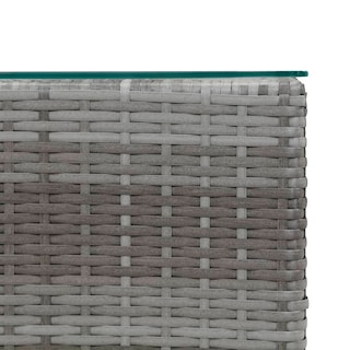 Foto 3 | Foto 3 | Mesa Auxiliar Vidaxl De Poliratán Gris Con Tapa De Cristal Y Marco De Metal - Venta Internacional.
