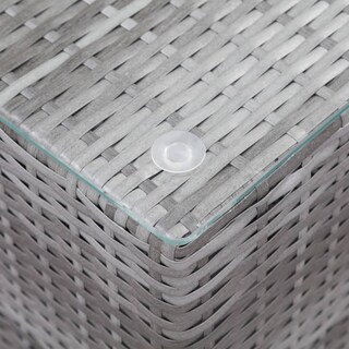 Foto 4 | Foto 4 | Mesa Auxiliar Vidaxl De Poliratán Gris Con Tapa De Cristal Y Marco De Metal - Venta Internacional.