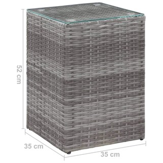 Foto 5 | Foto 5 | Mesa Auxiliar Vidaxl De Poliratán Gris Con Tapa De Cristal Y Marco De Metal - Venta Internacional.