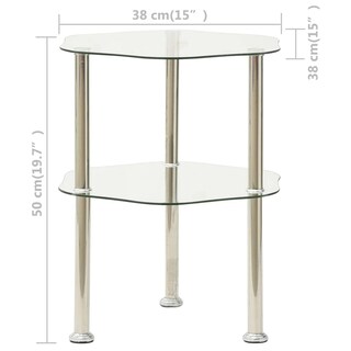 Foto 6 | Foto 6 | Mesa Auxiliar Vidaxl De Vidrio Templado Transparente De 2 Niveles 38 X 38 X 50 Cm - Venta Internacional.