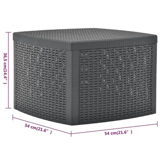 Foto 6 | Foto 6 | Mesa Auxiliar Vidaxl De Plástico Antracita Con Aspecto De Ratán Con Almacenamiento - Venta Internacional.