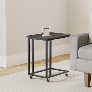 Foto 2 | Foto 2 | Mesa Auxiliar Vasagle Bandeja Para Tv En Forma De C Con Ruedas Giratorias Color Ébano - Venta Internacional.