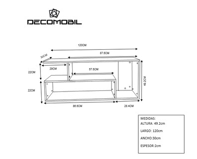 Foto 5 | Foto 5 | Mueble para TV Genérico TVG-120x60 color Gris