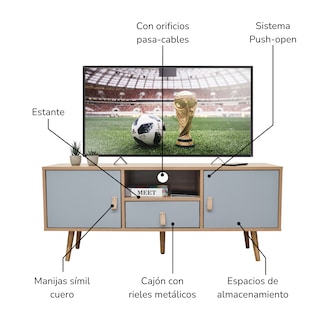 Foto 4 | Foto 4 | Mueble De Tv Top Living Pompei Gris Y Marrón