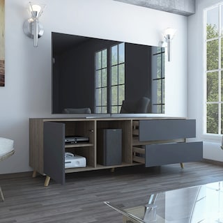 Foto 2 | Foto 2 | Rack Tv Salem Capacidad Hasta De 55'' color Miel y Plomo Virtual Muebles
