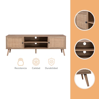 Foto 6 | Foto 6 | Mueble De TV Top Living Vigan con Estantes Y Puertas De Ratán Natural