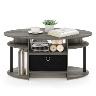 Foto 6 | Foto 6 | Mesa De Café Furinno Jaya Ovalada De Roble Francés Gris/negro/negro - Venta Internacional.