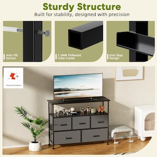 Foto 5 | Foto 5 | Mueble Para Tv, Tocador Simple Deluxe Con 5 Cajones De Tela, Color Gris - Venta Internacional.