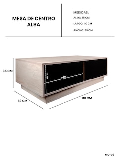 Foto 3 | Foto 3 | Mesa De Centro Modelo Alba   Rectangular  2 Cajones  Melamina  Diseño Moderno.