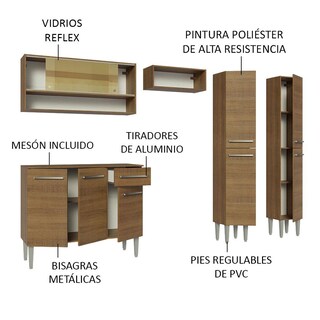 Foto 4 | Foto 4 | Armario de Cocina Madesa GREM2290045Z color Marrón 5 Piezas