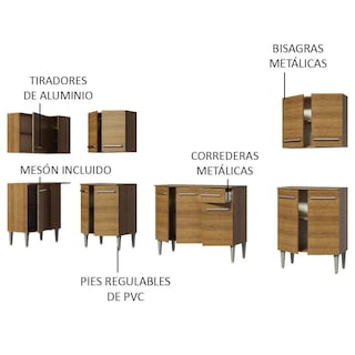 Foto 4 | Foto 4 | Cocina Integral Esquinera Madesa Emilly Rock Marrón 357cm 7 Piezas