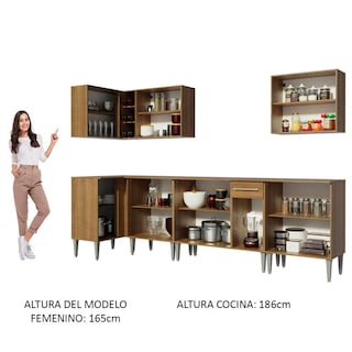 Foto 5 | Foto 5 | Cocina Integral Esquinera Madesa Emilly Rock Marrón 357cm 7 Piezas