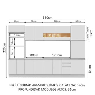 Foto 3 | Foto 3 | Cocina Integral Madesa GRGL33000209 color Blanco 6 Piezas